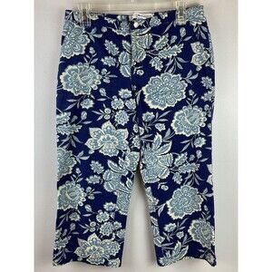 Tommy Hilfiger Women's Blue Cropped Floral Pants Size 6